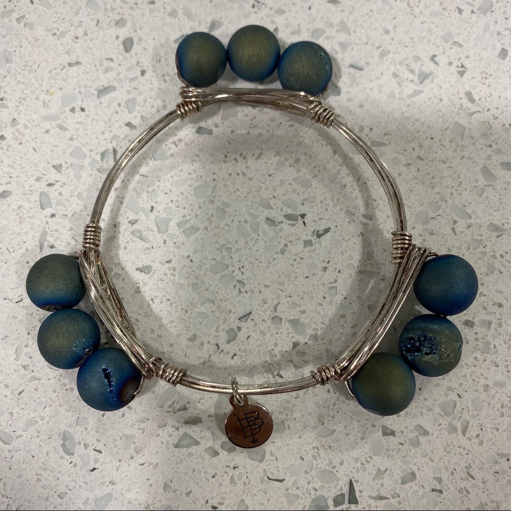 Bangle Bracelet with Blue Stones